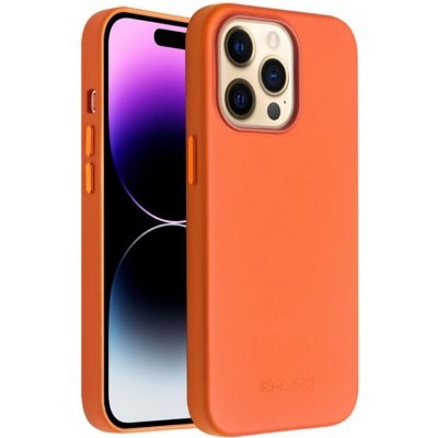 Pouzdro AppleMix QIALINO Apple iPhone 14 Pro - podpora MagSafe - kožené - oranžové