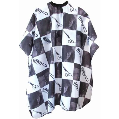 DUKO-EXIM 580B Kadeřnický střihací plášť černo-bílý zapínání na háčky – Hledejceny.cz