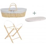 Ahojbaby sada Mojžíšův košík pro miminko Corn se skládacím stojanem natural, šedým potahem – Hledejceny.cz