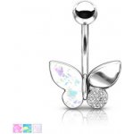 Piercingate piercing do pupíku motýlek PBP00302 Bílá – Zboží Dáma