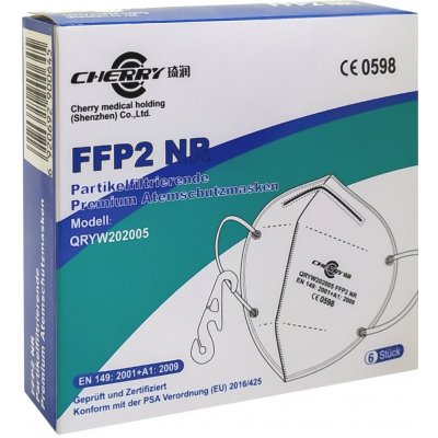 Cherry respirátor FFP2 respirátor , třída FFP2 bílý, 6 ks – Zboží Mobilmania