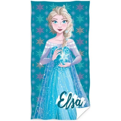 Carbotex Bavlněná plážová osuška Ledové království Frozen motiv Ledová královna Elsa 70 x 140 cm