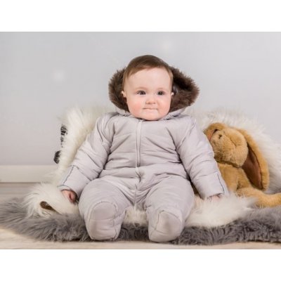Kombinéza s kapucí a kožíškem Baby Nellys ®prošívaná bez šlapek sv. šedá – Zboží Mobilmania