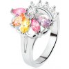 Prsteny Šperky eshop prsten stříbrné vějíř z barevných kamínků čiré zirkony L9.10