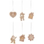 Jolipa J-Line by Jolipa Set 6ks závěsná dekorace perníček Ginger - 8*1*9 cm - J-Line by – Hledejceny.cz