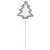 Vánoční dekorace MFP 8886108 Zápich stromek dřevo bílá s glitrem 7,5cm/35cm