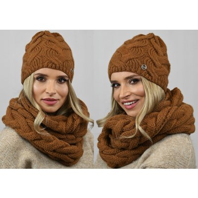 Fashionweek Dámská souprava čepice a šály ZIZI-K9 Mocca – Hledejceny.cz