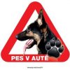 Autovýbava Grel nálepka na plech pozor pes v autě německý ovčák černý