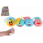 Teddies Míček s obličejem s třásněmi antistresový mačkací sliz 6cm 4 barvy – Hledejceny.cz