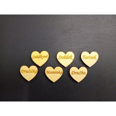 Dřevěná srdíčka na vývazky SPECIÁL 1ks - šířka 25mm – Zboží Dáma