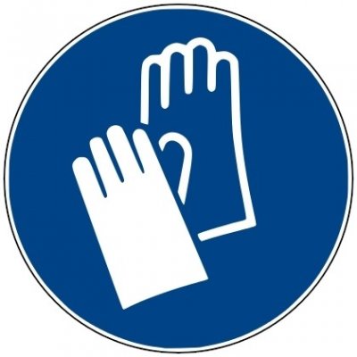 Bezpečnostní příkazové značení, použijte rukavice – hliníkový kompozit, pr. 400 mm – Zboží Mobilmania