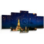 Obraz - Lampióny štěstí, Bangkok (s hodinami), pětidílný 150x80 cm s hodinami – Hledejceny.cz