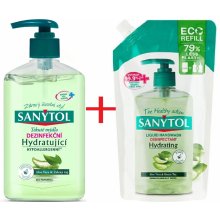Sanytol Zelený čaj & Aloe Vera dezinfekční hydratující mýdlo na ruce 250 ml dávkovač + náhradní náplň 500 ml