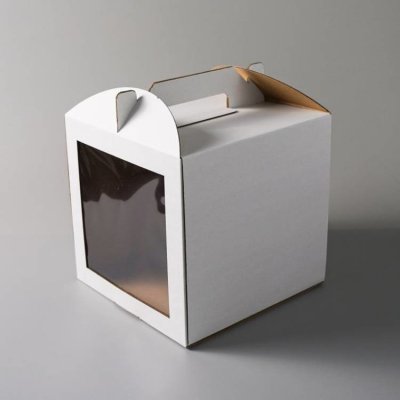 Cake Star Dortová krabice pevná bílá s okénkem (25,4 x 25,4 x 25,4 cm) – Zboží Dáma