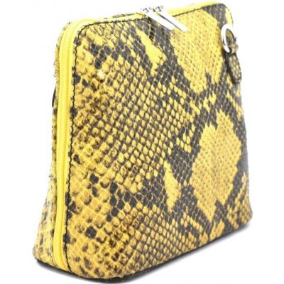 Arteddy dámská dívčí malá kožená kabelka se vzorem hadí kůže žlutá – Zboží Mobilmania