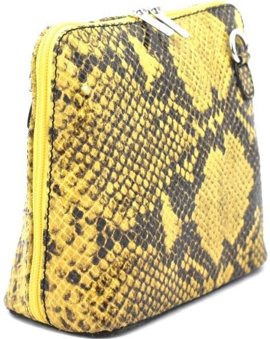 Arteddy dámská dívčí malá kožená kabelka se vzorem hadí kůže žlutá