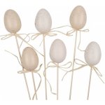 Vajíčko přírodní se zlatým zdobením 6 cm + špejle – Zboží Mobilmania