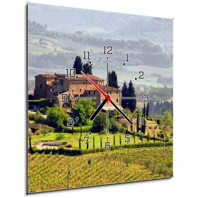 Obraz s hodinami 1D - 50 x 50 cm - Toskana Weingut - Tuscany vineyard 03 Toskánské vinařství – Zboží Mobilmania