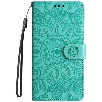 Pouzdro Embossing Pattern Slunečnice Samsung Galaxy A14 4G/5G zelené