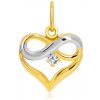 Přívěsky Šperky Eshop Přívěsek z kombinovaného 14K zlata kontura srdce symbol nekonečna, zirkon S2GG37.21