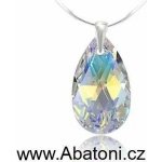 Swarovski Elements Stříbrný náhrdelník visací bílá duhová slza, kapka 54035.2 Crystal AB bílá – Hledejceny.cz