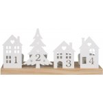 ANDEL vánoce 2025 Adventní svícen s kovovými dekoracemi a čísly bílý 28 x 7 x 13 cm – Hledejceny.cz