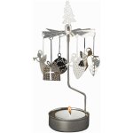 pluto produkter Rotující svícen Christmas Silver stříbrná barva kov – Zboží Dáma