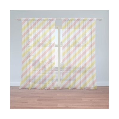Sablio Záclony Růžové a žluté pruhy: 2ks 150x250cm – Hledejceny.cz