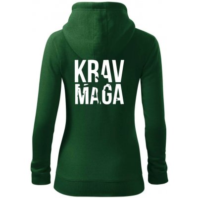 Nápis Krav Maga dámská mikina trendy zipper s kapucí Lahvově zelená – Zboží Dáma