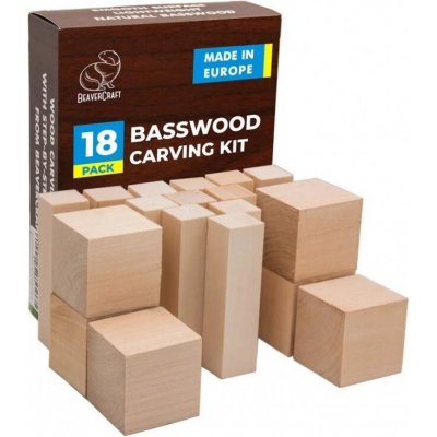BeaverCraft polotovary Wood Carving Blocks Set 18pcs of Basswood lípa – Sleviste.cz