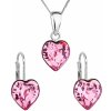 Evolution Group Sada šperků s krystaly Swarovski náušnice a přívěšek růžové srdce 39141.3