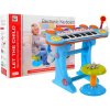 Dětská hudební hračka a nástroj Tomido dětské klávesy s mikrofonem a židličkou modré