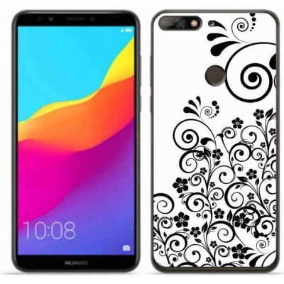 Pouzdro mmCase Gelové Huawei Y7 Prime 2018 - černobílé květinové vzory – Zbozi.Blesk.cz