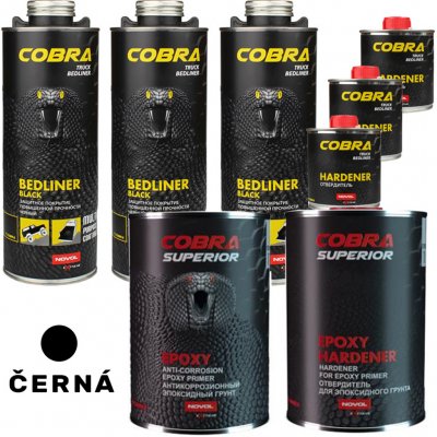 Novol 665 Cobra Bedliner 3x sada 600 ml + 200 ml, Černá + COBRA antikorozní epoxidový SUPERIOR EPOXY | Zboží Auto