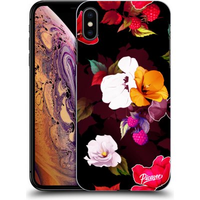 Pouzdro Picasee silikonové Apple iPhone XS Max - Flowers and Berries černé