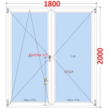 SMART Dvoukřídlé balkonové dveře 180x200, Otevíravé a sklopné