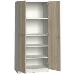 Primo Kancelářská policová skříň s dveřmi, 800 x 600 x 1781 mm, bílá / dub přírodní – Hledejceny.cz