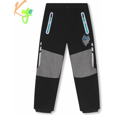 Kugo HK2516 Chlapecké softshellové kalhoty zateplené černá / šedá kolena – Zboží Mobilmania