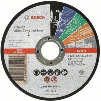 BOSCH Dělicí kotouč rovný rapido multi construction acs 46 v bf, 125 mm, 1,6 mm – Zboží Mobilmania