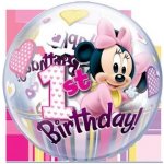 bublina Myšička Minnie první narozeniny 56 cm – Zboží Mobilmania