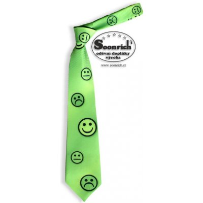 Soonrich kravata zelená smajlík kor006