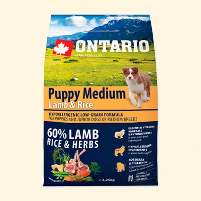 Ontario Puppy Medium Lamb & Rice 2,25 kg – Zboží Mobilmania