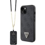 Pouzdro Guess PU 4G Strass Triangle Metal Logo + Crossbody Popruh iPhone 15 černé – Hledejceny.cz