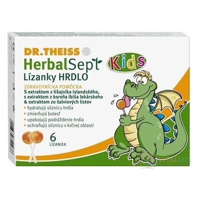 Naturprodukt Dr.Theiss HerbalSept Kids HRDLO Lízátka 6 ks