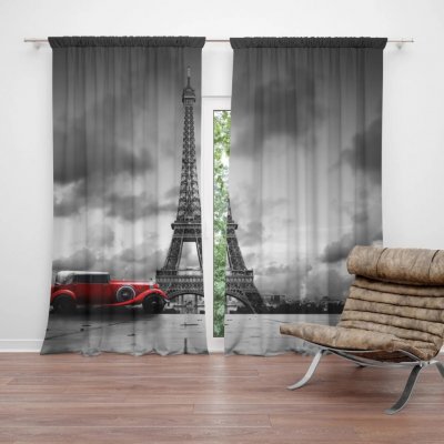 Sablio Závěs Eiffelova věž a červené auto: 2ks 140x250cm – Hledejceny.cz