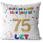 Impar Polštář Svět je lepší díky tobě věk 75 55x55 – Sleviste.cz