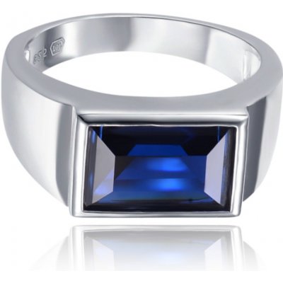Minet JMAN0519SR Pánský pečetní stříbrný prsten s modrým zirkonem