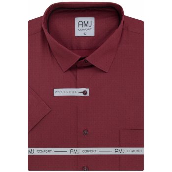AMJ Comfort fit košile s krátkým rukávem vínová