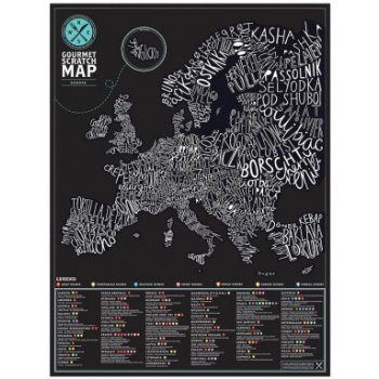 Nástěnná stírací mapa Evropy Gourmet Edition Luckies
