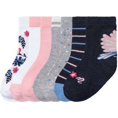 Lupilu Dívčí ponožky s BIO bavlnou, 7 párů bílá / růžová / šedá / modrá vzorovaná – Zboží Mobilmania